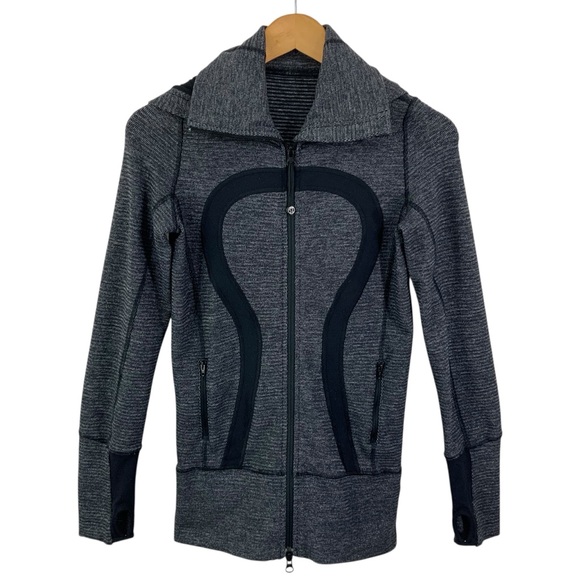 LULULEMON Size 2 Gray and Black Zip-Up Hoodie Womens Jacket - Picture 3 of 10